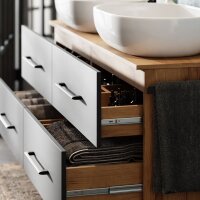 Waschtischunterschrank LUX 140 cm Gold Eiche / Anthrazit...