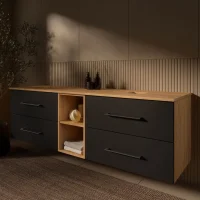Meuble sous-lavabo LUX 170 cm, ch&ecirc;ne dor&eacute; /...
