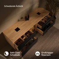 Meuble sous-lavabo LUX 170 cm, chêne doré /...