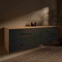 Mueble de lavabo LUX de 180 cm, roble dorado / antracita,...