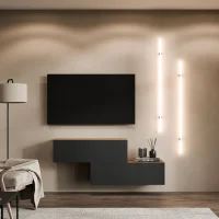 WEST TV Board Set (2 x 100 cm) in Gold Oak / Anthracite -...