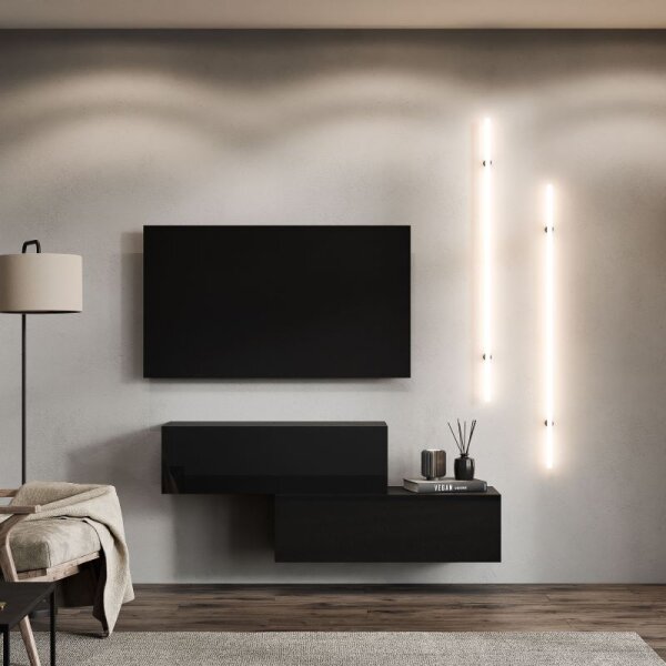 TV Lowboard-Set – 2×100 cm Schwarz