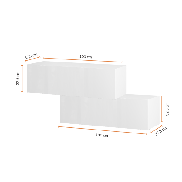 TV-Lowboard Set – 2×100 cm Weiß