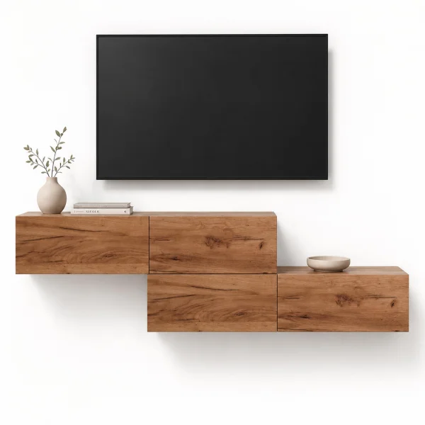 WEST TV-Board Set 2x 140 cm in Gold Eiche - versetzt montierbar