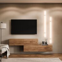 WEST TV-Lowboard – 2×140 cm, Gold Eiche