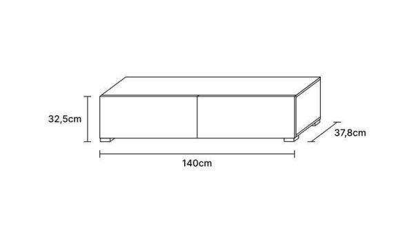 WEST TV-Lowboard Set – 2×140 cm Gold Eiche/Anthrazit