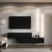 TV-Lowboard-Set – 2×140 cm Schwarz