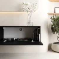WEST TV-Board Set 2x 140 cm in Schwarz - versetzt montierbar
