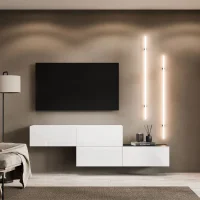 WEST TV-Board Set 2x 140 cm in Weiß - versetzt...