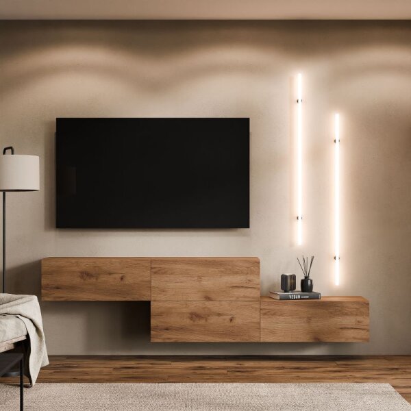 WEST TV-Board Set – 2×160 cm Gold Eiche