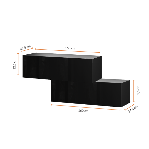 TV lowboard 2x 160 cm black