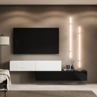 WEST TV-Board Set &ndash; 2&times;160 cm Schwarz/Wei&szlig;