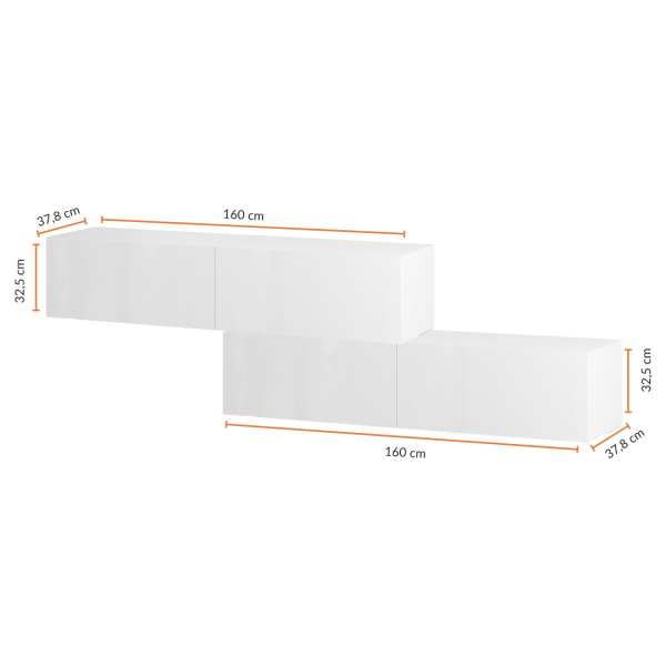 WEST TV-Board – 2×160 cm/Weiß