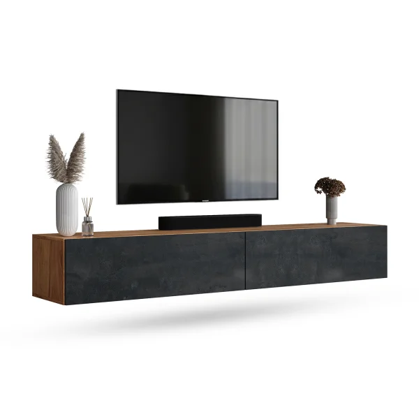 TV Board WEST Gold Oak / Charcoal Black 200 cm (2 x 100 cm)