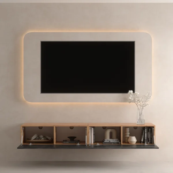TV Board WEST Gold Oak / Charcoal Black 200 cm (2 x 100 cm)