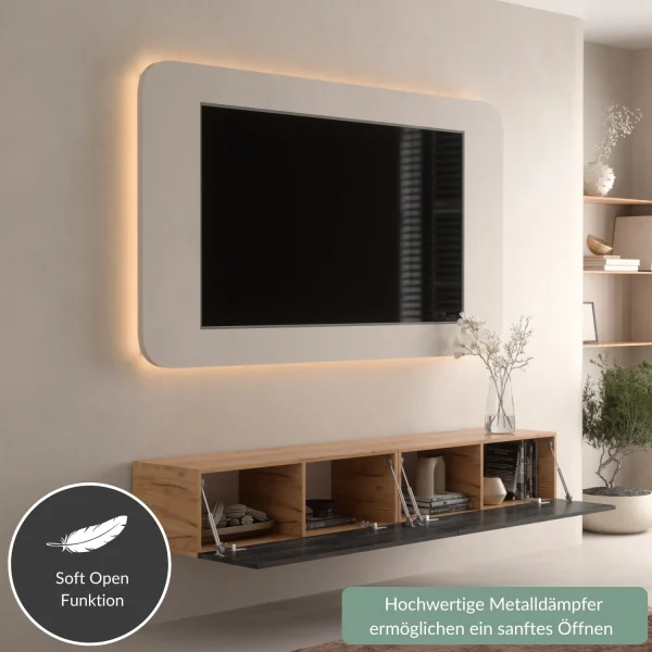 TV Board WEST Gold Oak / Charcoal Black 200 cm (2 x 100 cm)