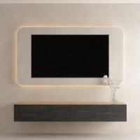 TV Board WEST Gold Eiche / Schwarz Charcoal 200 cm (2 x...
