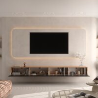 TV Board WEST Gold Eiche / Schwarz Charcoal 280 cm (2 x...