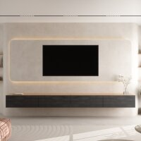 TV Board WEST Gold Eiche / Schwarz Charcoal 320 cm (2 x...