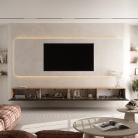 TV Board WEST Gold Eiche / Schwarz Charcoal 320 cm (2 x...