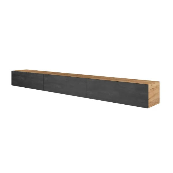 TV Board WEST Gold Oak / Charcoal Black 300 cm (3 x 100 cm)