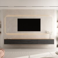 TV board WEST gold oak / black charcoal 300 cm