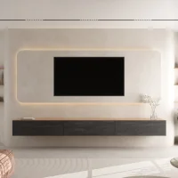 TV Board WEST Gold Oak / Charcoal Black 300 cm (3 x 100 cm)