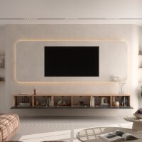 TV Board WEST Gold Eiche / Schwarz Charcoal 300 cm (3 x...