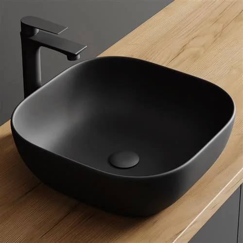 Countertop washbasin 42 cm black matt