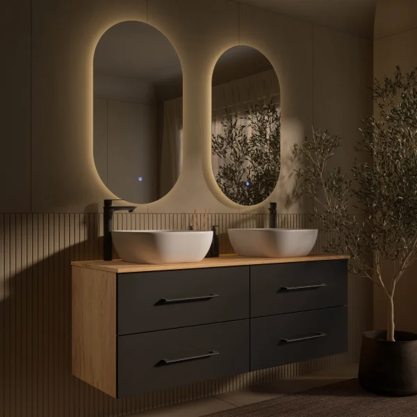 LUX Bathroom Furniture Set, 140 cm to 180 cm, with Sink and Mirror