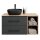 Planetmöbel LUX Badmöbel-Set – 100 cm Gold Eiche/Anthrazit, Aufsatzwaschbecken 42 cm schwarz & Spiegel 50 cm (ohne LED)
