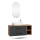 Bathroom Furniture Set LUX 120 cm with Washbasin White and Mirror – Anthracite/Golden Oak