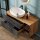 Bathroom Furniture Set LUX 120 cm with Washbasin White and Mirror – Anthracite/Golden Oak