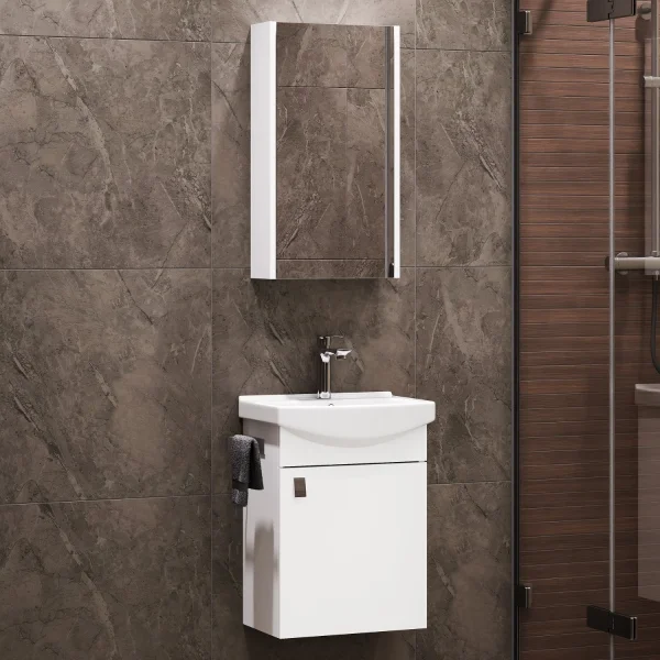 Badmöbel-Set mit Spiegelschrank 45cm (Weiß)