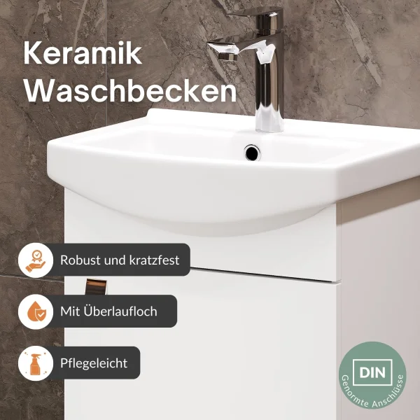 Badmöbel-Set mit Spiegelschrank 45cm (Weiß)