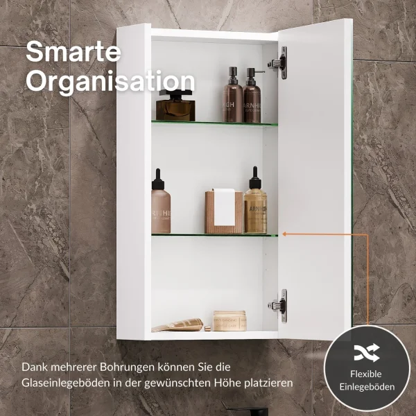 Badmöbel-Set mit Spiegelschrank 45cm (Weiß)