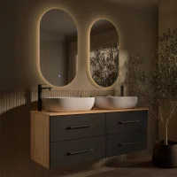 Bathroom Furniture Set LUX 140 cm with 2x Washbasin White...