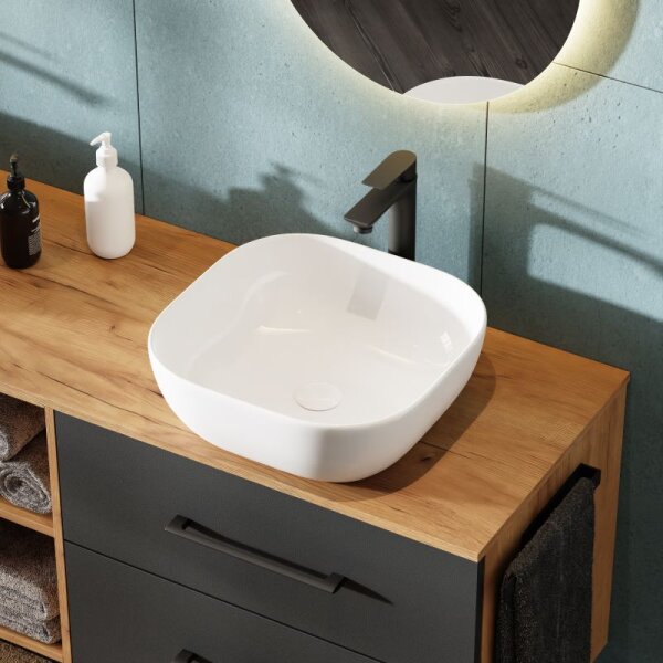 LUX Badmöbel-Set – 170 cm Gold Eiche/Anthrazit, Doppelwaschtisch & 2 Spiegel (ohne LED)