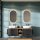 Bathroom Furniture Set LUX 170 cm with 2x Washbasin White and 2x Mirror – Anthracite/Golden Oak