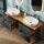 Bathroom Furniture Set LUX 170 cm with 2x Washbasin White and 2x Mirror – Anthracite/Golden Oak