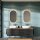 Bathroom Furniture Set LUX 180 cm with 2x Washbasin White and 2x Mirror – Anthracite/Golden Oak