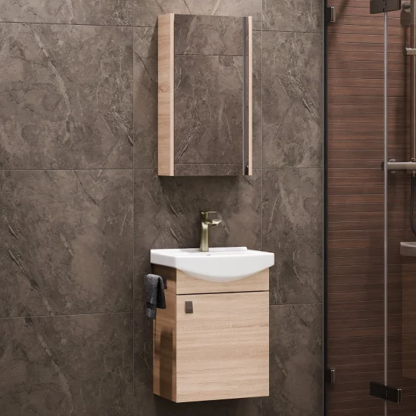 Badmöbel-Set mit Spiegelschrank 45cm (Sonoma Eiche)