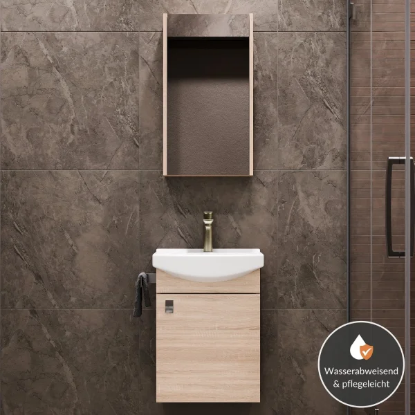Badmöbel-Set mit Spiegelschrank 45cm (Sonoma Eiche)