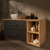 Meuble sous-lavabo LUX 120 cm, chêne doré /...