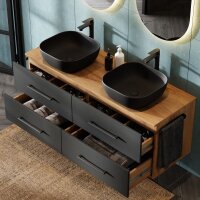 Waschtischunterschrank LUX 140 cm Gold Eiche / Anthrazit...