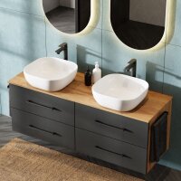 Waschtischunterschrank LUX 140 cm Gold Eiche / Anthrazit...