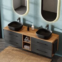 Waschtischunterschrank LUX 170 cm Gold Eiche / Anthrazit...