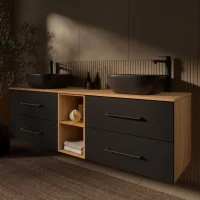 Meuble sous-vasque LUX 170 cm, chêne doré /...