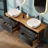 Waschtischunterschrank LUX 170 cm Gold Eiche / Anthrazit...