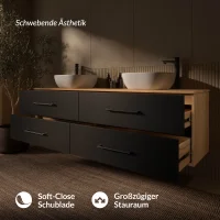 Mueble de lavabo LUX de 180 cm, roble dorado / antracita,...